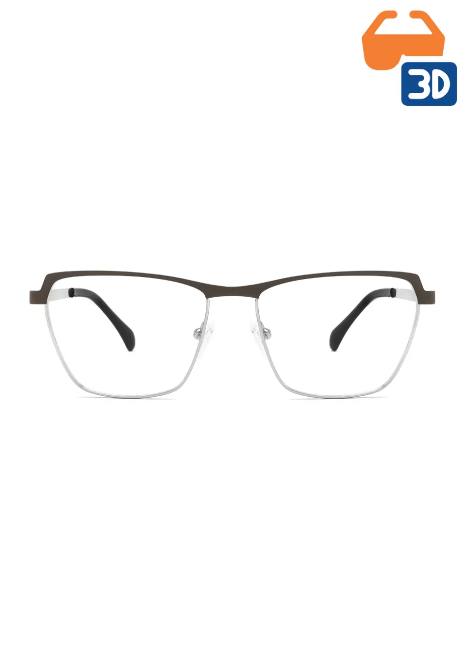 Ouyuan CH-6313 montatura vista cat-eye half-rim acciaio donna