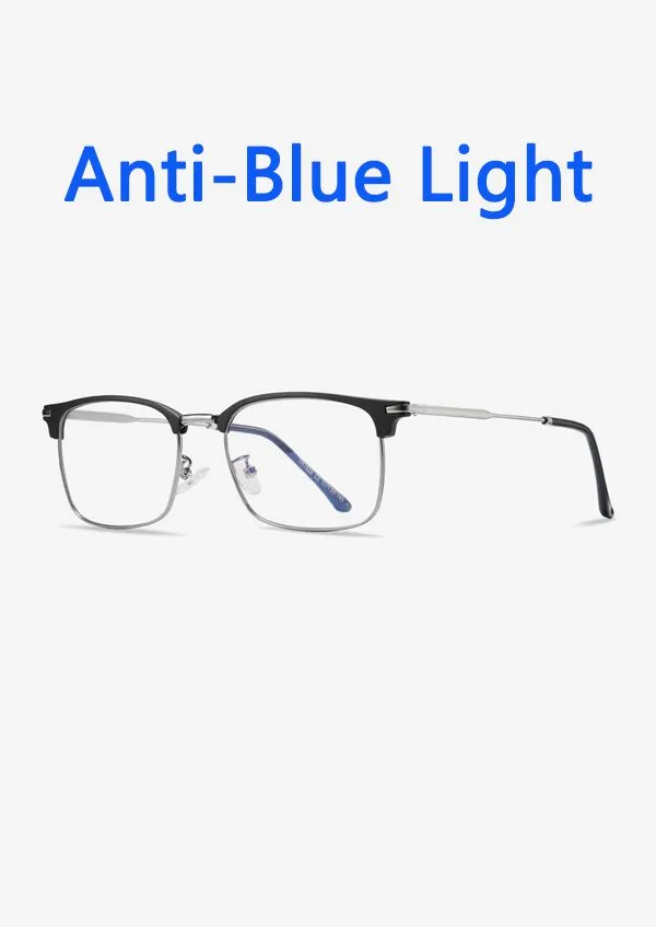 Ouyuan 1828 occhiali luce blu browline TR90 nero oro