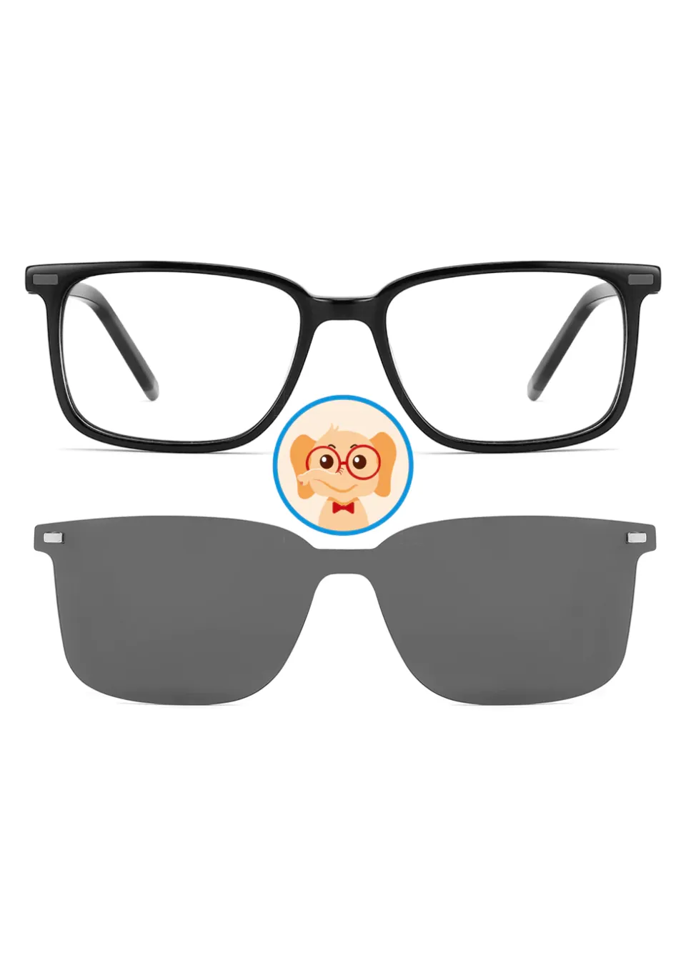 Ouyuan TAK9044 occhiali bambino neri con clip sole