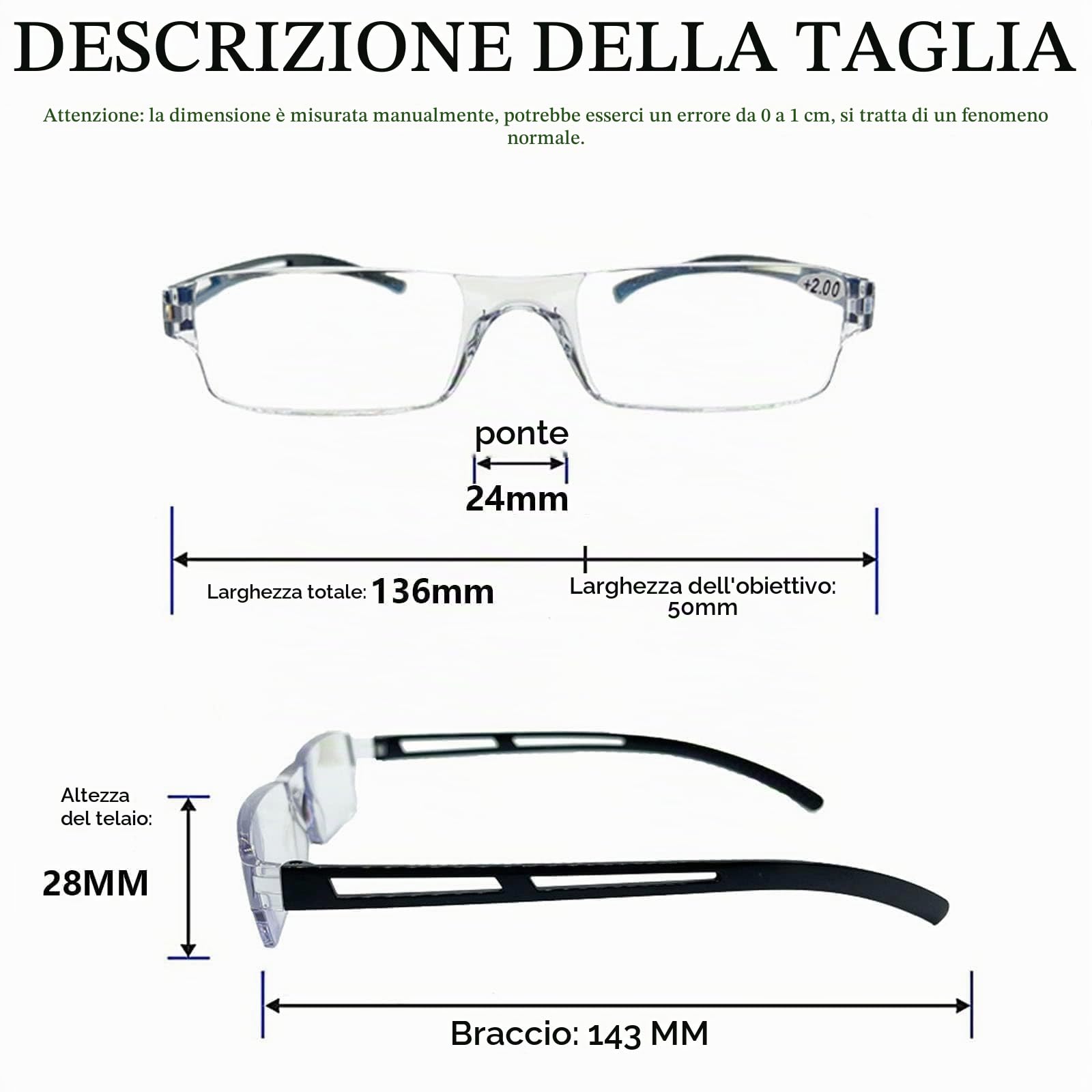 Hubeye Frameless occhiali lettura trasparenti 4 paia 2.0