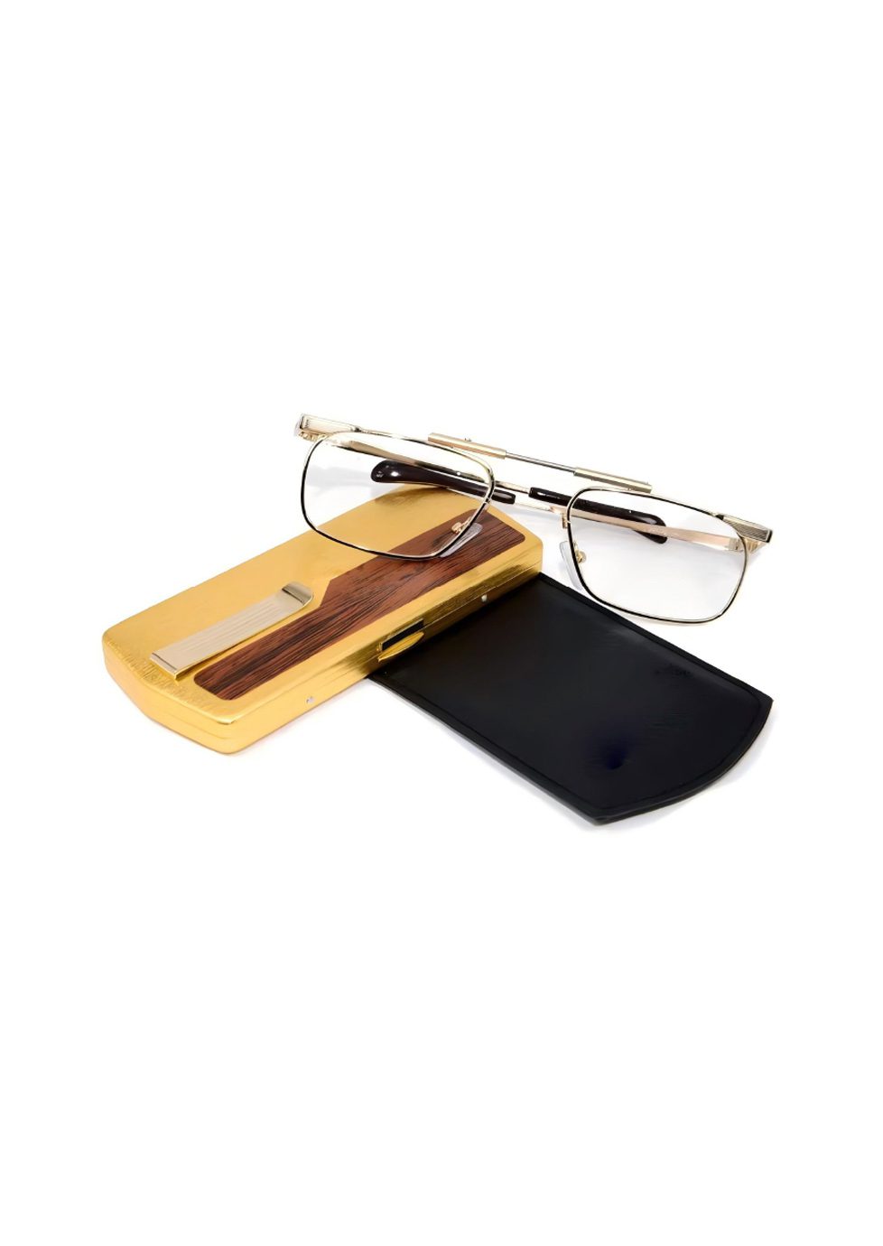 Ouyuan Reading Glasses JH9024 occhiali da lettura uomo metallo nero custodia
