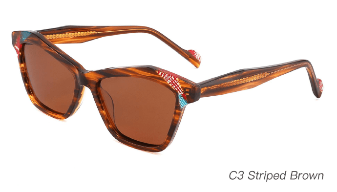 Ouyuan AS00007 occhiali da sole donna geometrici acetato colorato